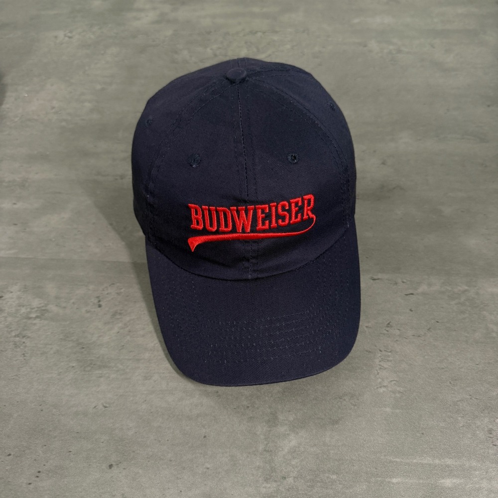 Budweiser Baseball Cap Mens Navy Blue Embroidered Logo Cotton Dad Hat Beer‎ Brew
